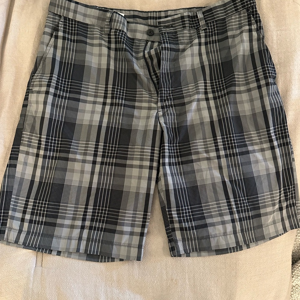 Preppy Pebble Beach Men's Black and Gray Plaid Shorts
